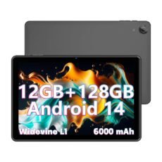 10 Inch Tablet, Android 14 with 12GB RAM+128GB ROM(Expand to 1TB), Octa Core 1280 * 800 IPS HD Display Android Tablet, Unisoc A523 CPU, 5G/2.4G WiFi, Dual 5MP+8MP Camera,(Gray)