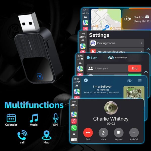 2 In 1 Wireless Carplay And Android Auto Adapter,2025 Upgrade Wireless Android Auto Adapter With Fast Stable 5Ghz Wifi Bluetooth For Iphone Ios 12+/ Android 11+