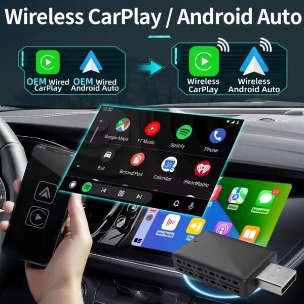 2-In-1 Wireless Carplay And Android Auto Adapter - Bluetooth Dongle For Car, Plug &Amp; Play, Easy To Install, Low Latency