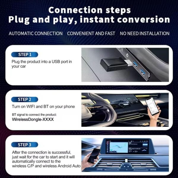 2-In-1 Wireless Carplay And Android Auto Adapter - Bluetooth Dongle For Car, Plug &Amp; Play, Easy To Install, Low Latency