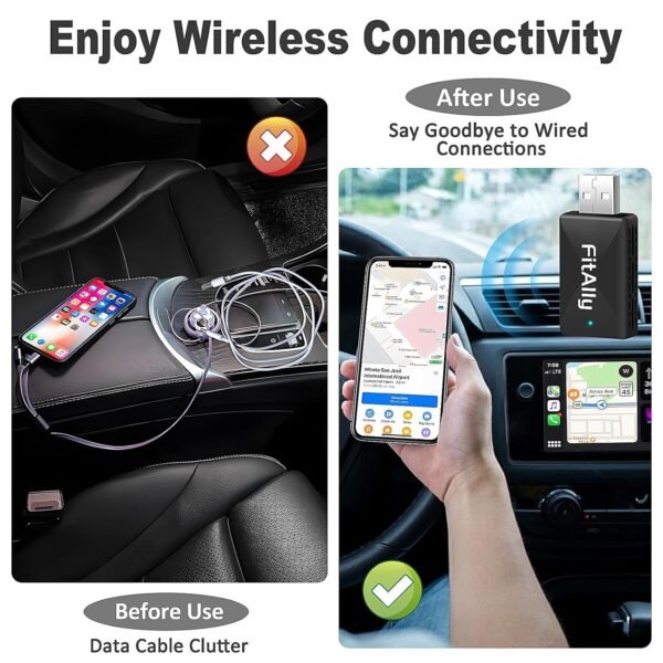 2 In 1 Wireless Carplay &Amp; Android Auto Adapter, Plug &Amp; Plug Auto Connect No Delay, Converts Wired To Wireless For Factory Wired Cars From 2016+, Compatible For Iphone &Amp; Android...