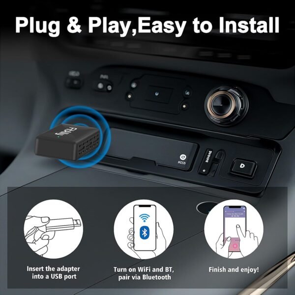 2 In 1 Wireless Carplay &Amp; Android Auto Adapter, Plug &Amp; Plug Auto Connect No Delay, Converts Wired To Wireless For Factory Wired Cars From 2016+, Compatible For Iphone &Amp; Android...