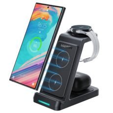 3 in 1 Wireless Charging Station for Samsung,Fast Phone Charger Station for Samsung Galaxy S24 S23 S22 S20 Ultra Z Flip Fold 5/4/3Galaxy Watch 6/5/4/3Buds