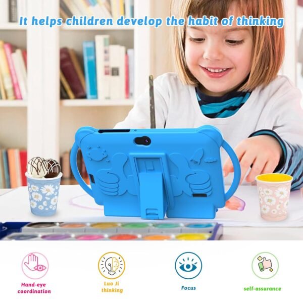 7 Inch Kids Tablet - Android 12, 32Gb Rom, 2+5Mp Dual Camera, Shockproof Case, Educational, Games, Parental Control