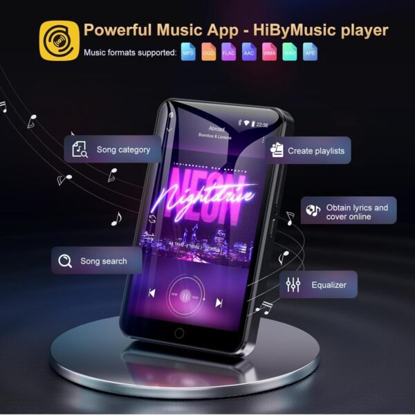 80Gb Mp3 Player With Bluetooth And Wifi, Mp3 &Amp; Mp4 Music Player With Spotify, Amazon Music, Deezer, Audible, Browser, 4.0&Quot; Ips Touch Screen Android Player With Speaker, Fm...