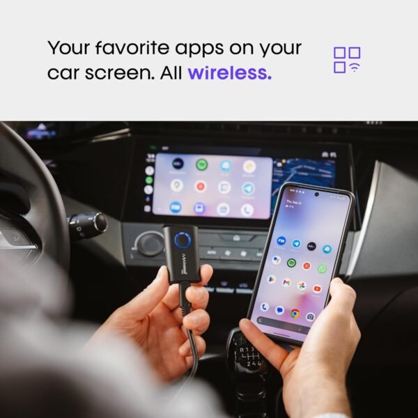 Aawireless Two - Android Auto Wireless Adapter - Convert Factory Wired Android Auto To Wireless - Multifunctional Button - Easy Plug And Play Setup - Seamlessly Connect Via...