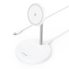 Anker iPhone 16 Wireless Charging Stand, PowerWave 2-in-1 Magnetic Stand Lite with USB-C Cable, for iPhone 16/15/14/13 Series, AirPods (No AC Adapter)