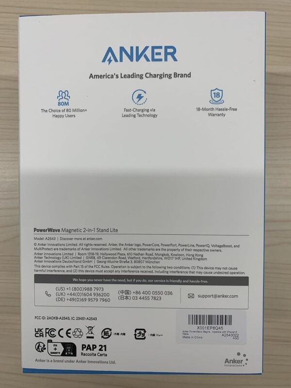 Anker Iphone 16 Wireless Charging Stand, Powerwave 2-In-1 Magnetic Stand Lite With Usb-C Cable, For Iphone 16/15/14/13 Series, Airpods (No Ac Adapter)