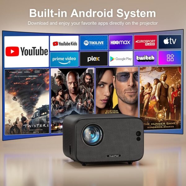 [Auto Focus &Amp; Android System] Xuanpad Smart Mini Projector With Wifi And Bluetooth, 23000 Lumen Projector 4K Support, Auto Keystone, 3D Stereo Sound Outdoor/Home Projector With...