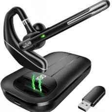 Bluetooth Headset V5.3, Wireless Earbuds with 1000mAh Charging Case, 96 Hours Talk Time, Hands-Free Noise Cancelling Headphones and Dual Microphone for Computers, Mobile Phones