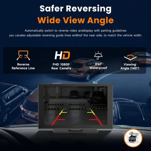 Carplay Screen 9 Inch Wireless Carplay &Amp; Android Auto With 1080P Backup Camera, Portable Car Stereo Navigation, Mirror Link, Bluetooth, Aux/Fm, Gift Of Drive Mate