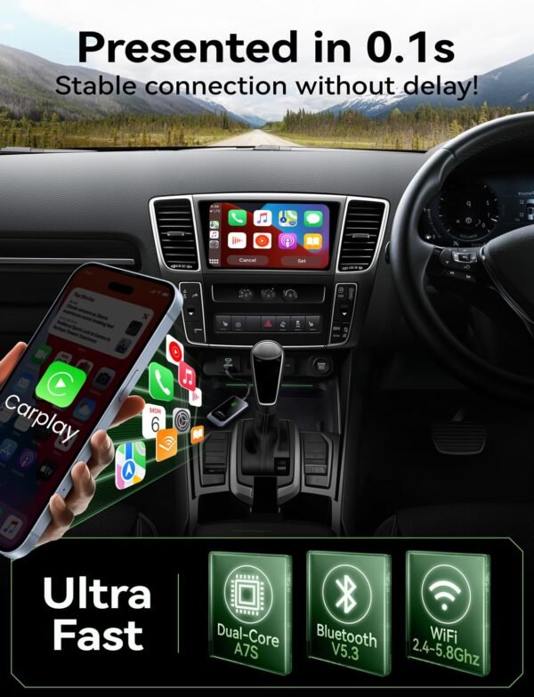 Carplay Wireless Adapter For Apple, 2024 Upgrade Carplay Converts Wired To Wireless Carplay Dongle For Wireless Control Plug &Amp; Play Carplay Fit For Cars 2017+ &Amp; For Iphone Ios 10+