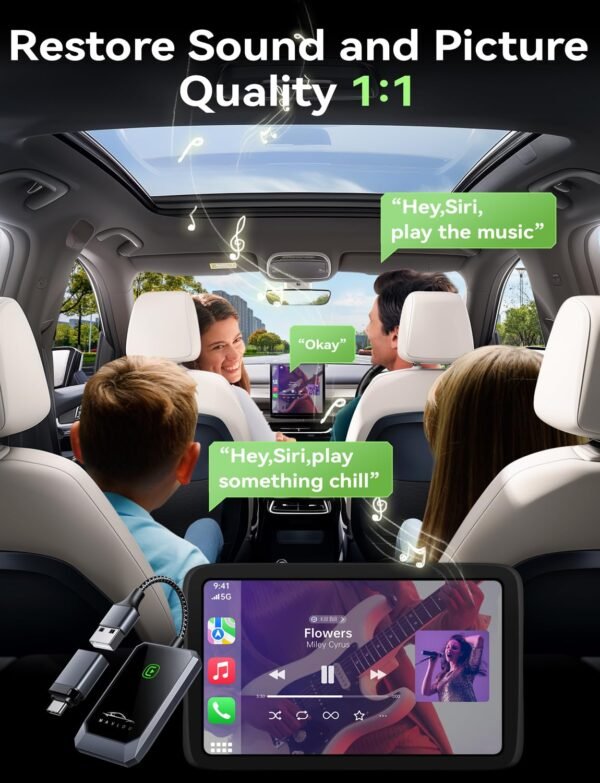 Carplay Wireless Adapter For Apple, 2024 Upgrade Carplay Converts Wired To Wireless Carplay Dongle For Wireless Control Plug &Amp; Play Carplay Fit For Cars 2017+ &Amp; For Iphone Ios 10+