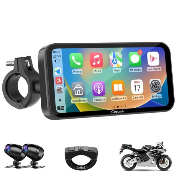 Carpuride 10.26 Inch Wireless/Wired Apple Carplay, Android Auto And Mirror Link - 1600 * 600 Ips Touch Screen Portable Car Stereo, Bluetooth Audio, Siri, Navigation Car Screen...