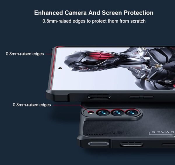 Case For Red Magic 8 Pro/Red Magic 8S Pro, Hard Pc + Soft Tpu Cover, High Transparency, Clear Mobile Phone Case, Air Cushion Anti-Drop, No Yellowing - Black