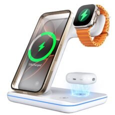 Dawntress 3-in-1 Wireless Charger for Apple, 15W Fast Wireless Charging Station, 3 in1 Wireless Charger Dock Compatible with iPhone 16/15/14, Airpods, Apple Watch, iWatch 10/9/8