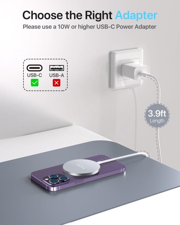 Exw Magnetic Wireless Charger, 15 W Fast Wireless Charger For Magsafe, Compatible With Iphone 16/15/14/13/12 Series And Airpods 4/3/2/Pro/Pro 2 (White)