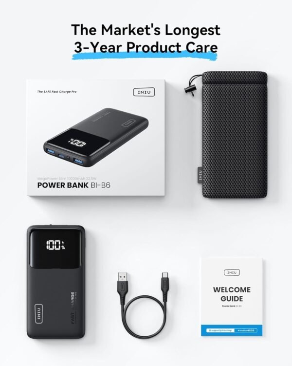 Iniu 22.5W Power Bank, 10000Mah Slim Usb C Portable Charger Fast Charging Pd3.0 Qc4.0, Led Display Battery Pack Portable For Iphone 16 15 14 13 12 Pro Max Samsung S22 Google Lg...