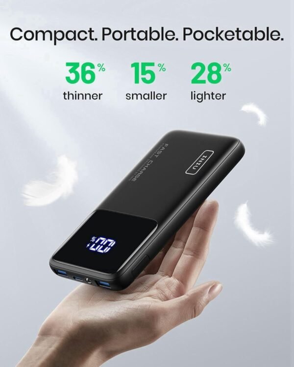 Iniu 22.5W Power Bank, 10000Mah Slim Usb C Portable Charger Fast Charging Pd3.0 Qc4.0, Led Display Battery Pack Portable For Iphone 16 15 14 13 12 Pro Max Samsung S22 Google Lg...