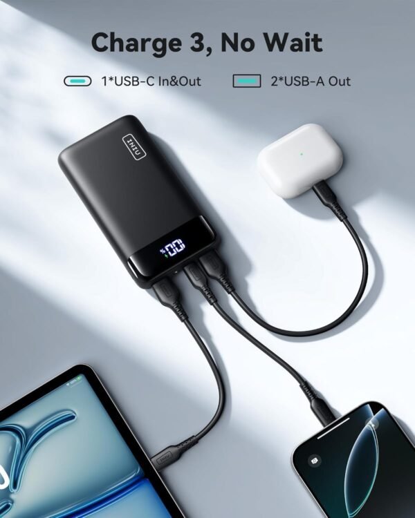 Iniu Power Bank, 22.5W 20000Mah Usb C In &Amp; Out Portable Charger Fast Charging, Pd 3.0+Qc 4.0 Led Display Battery Pack For Iphone 16 15 14 13 12 X Pro Max Samsung S23 S22 Google...