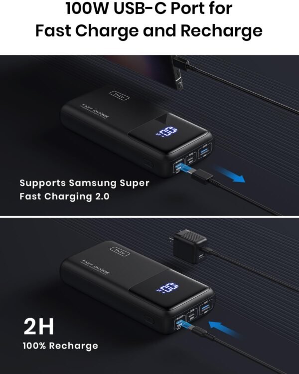 Iniu Power Bank, 25000Mah 100W Usb C Laptop Portable Charger, Pd Qc Fast Charging 3-Output External Battery Pack For Macbook Dell Xps Ipad Tablet Steam Deck Iphone 15 14 13 X...