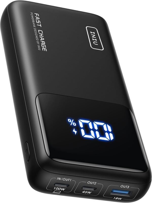 Iniu Power Bank, 25000Mah 100W Usb C Laptop Portable Charger, Pd Qc Fast Charging 3-Output External Battery Pack For Macbook Dell Xps Ipad Tablet Steam Deck Iphone 15 14 13 X...