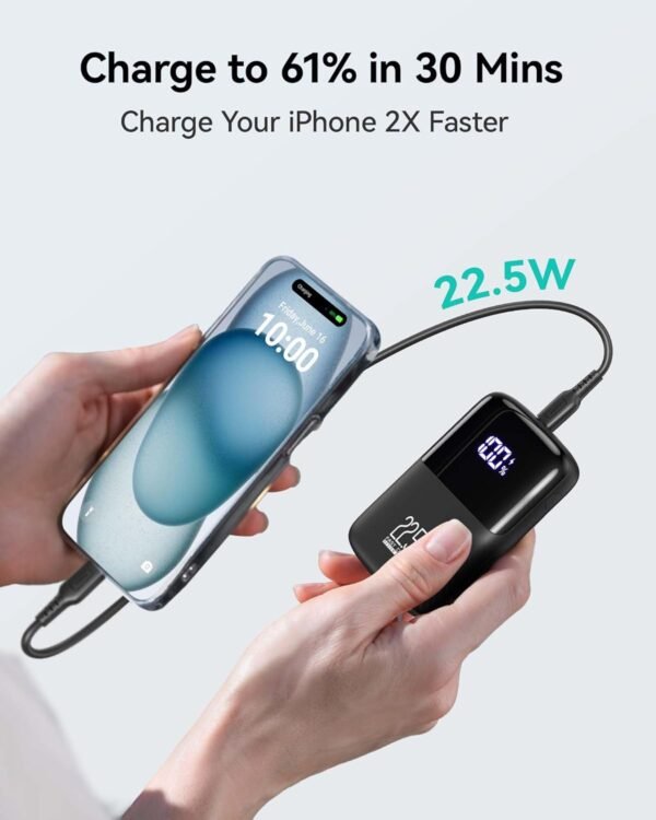 Iniu Power Bank, Mini 22.5W Fast Charging Portable Charger, 10000Mah Pd3.0 Qc4.0 Usb C Battery Pack, 3-Output Battery Bank Portable For Iphone 16 15 14 13 12 X Pro Max Samsung...
