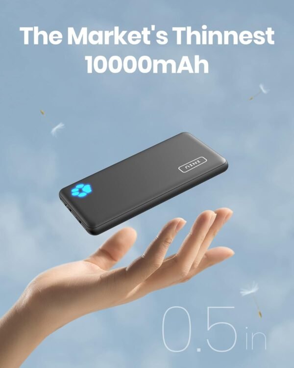 Iniu Power Bank, Slimmest 10000Mah Usb C Portable Charger, Triple 3A High-Speed Battery Pack, Flashlight External Battery Bank For Iphone 16 15 14 13 12 11 Pro Max Samsung S22...