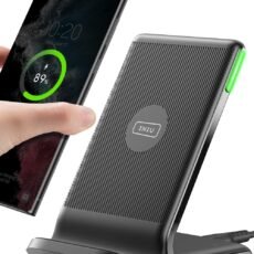INIU Wireless Charger, 15W Qi-Certified Fast Charging Station, Wireless Charging Stock with Sleep-Friendly Adaptive Light Compatible with iPhone 16 15 Pro Max Samsung Galaxy S25...