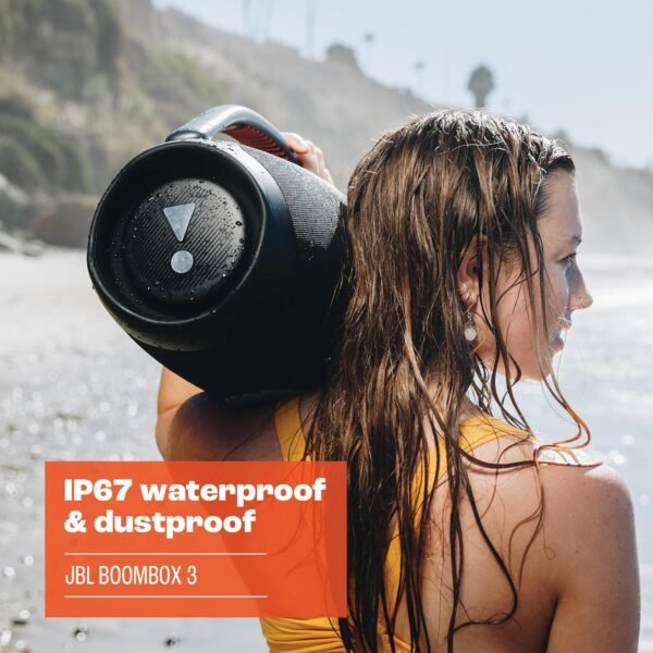 Jbl Boombox 3, Massive Sound And Deepest Bass, 24 Hours Of Play Time, Ip67 Dust And Water Proof, Strong, Bold Design, Wireless Bluetooth Streaming, Black