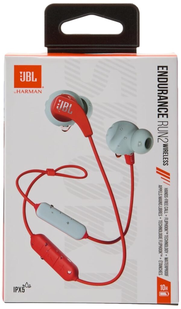 Jbl Endurance Run 2 Wired, Fliphooktm, Never Hurt. Never Fall Out, Sweatproof, Hands-Free Calls, Magnetic Buds, White