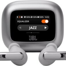 JBL Live Beam 3 True Wireless Noise Cancelling Earbuds with Screen, Silver