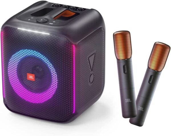 Jbl Partybox Encore, Amazing Jbl Original Pro Sound, A Light Show That Syncs To The Beat, Up To 10 Hours Of Play Time, Ipx4 Splash Proof, Digital Wireless Mics, Black