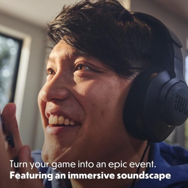 Jbl Quantum 100M2, Be At The Center Of The Game With Jbl Quantumsound Signature, Play Even Longer With Comfortable, Breathable Fabric Ear Cushions, Make Your Voice Heard Loud...