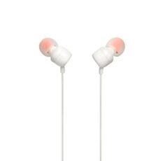 JBL Tune 110, JBL Pure Bass Sound, 1-Button Remote with Microphone, Tangle-Free Flat Cable, White