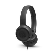 JBL Tune 500, JBL Pure Bass Sound, 1-Button Remote/mic, Lightweight and Foldable Design, Tangle-Free Flat Cable, Ask Siri or Google Now, Black