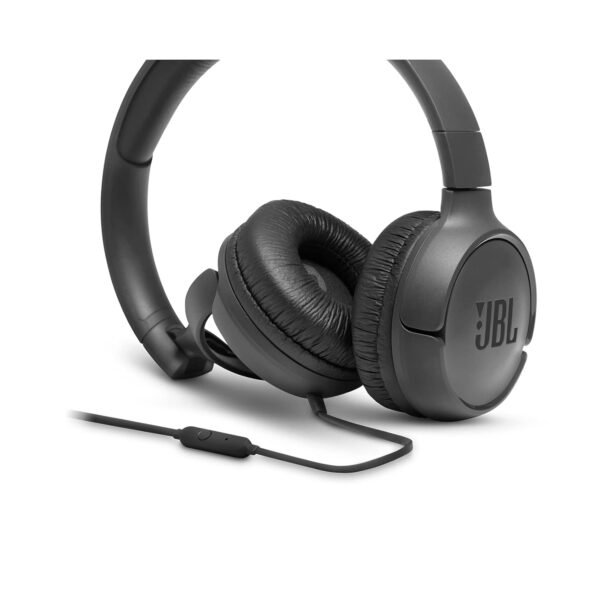Jbl Tune 500, Jbl Pure Bass Sound, 1-Button Remote/Mic, Lightweight And Foldable Design, Tangle-Free Flat Cable, Ask Siri Or Google Now, Black