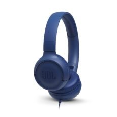 JBL Tune 500, JBL Pure Bass Sound, 1-Button Remote/mic, Lightweight and Foldable Design, Tangle-Free Flat Cable, Ask Siri or Google Now, Blue