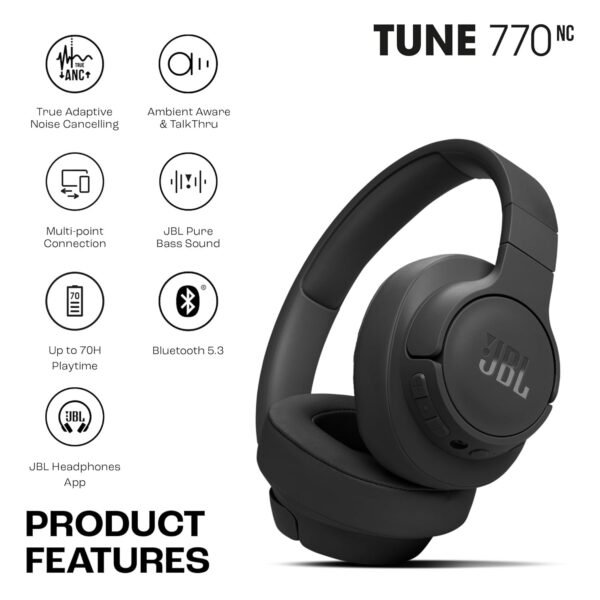 Jbl Tune 670Nc, Adaptive Noise Cancelling With Smart Ambient, Bluetooth 5.3 With Le Audio*, Jbl Pure Bass Sound, Customize Your Listening Experience, Hands-Free Calls With...