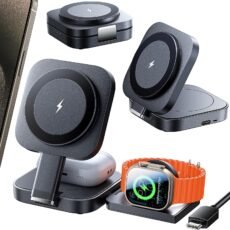 LISEN 3-in-1 Wireless Charging Station, MagSafe Charger Stand for Apple iPhone 16/15/14/13/12 Series, Apple Watch Series 9/8/7/6/SE/5/4/3/2, AirPods 2/3/Pro - USB-C, Fast...