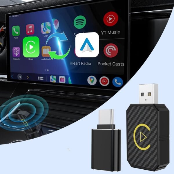 Mini Android Auto Wireless Adapter And Carplay Adapter Convert Factory Wired To Wireless Carplay Dongle, Usb Auto Adapter For Ios 12+/Android No Delay