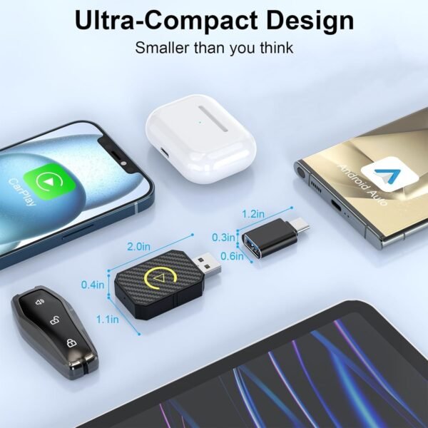 Mini Android Auto Wireless Adapter And Carplay Adapter Convert Factory Wired To Wireless Carplay Dongle, Usb Auto Adapter For Ios 12+/Android No Delay