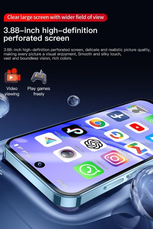 Mini Mobile Phone 4G Smartphone, 3.88 Inch Full Screen Smartphone Android 12, Dual Sim, Face Recognition, Gps, Otc,Google Play Unlocked Phone (Purple, 64, Gb, Gb, 4)