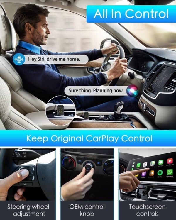 Mini Wireless Carplay &Amp; Android Auto Adapter 2025, Plug &Amp; Play, Fast Stable Connection, Converts Wired To Wireless Carplay/Android Auto For Iphone/Android, Compatible With Cars...