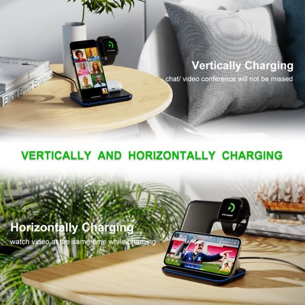 Minthouz 3 In 1 Wireless Charger (18W Qc3.0 Adapter Included),15W Fast Wireless Charging Station For Smart Phone/Iwatch/Tws Earphones, Compatible With Iphone 15 14 13 12 11 X8...