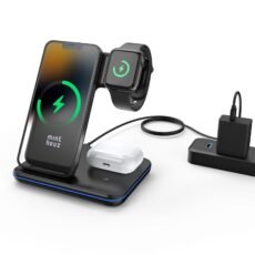 Minthouz 3 in 1 Wireless Charger (18W QC3.0 Adapter Included),15W Fast Wireless Charging Station for Smart Phone/iWatch/TWS Earphones, Compatible with iPhone 15 14 13 12 11 X8...