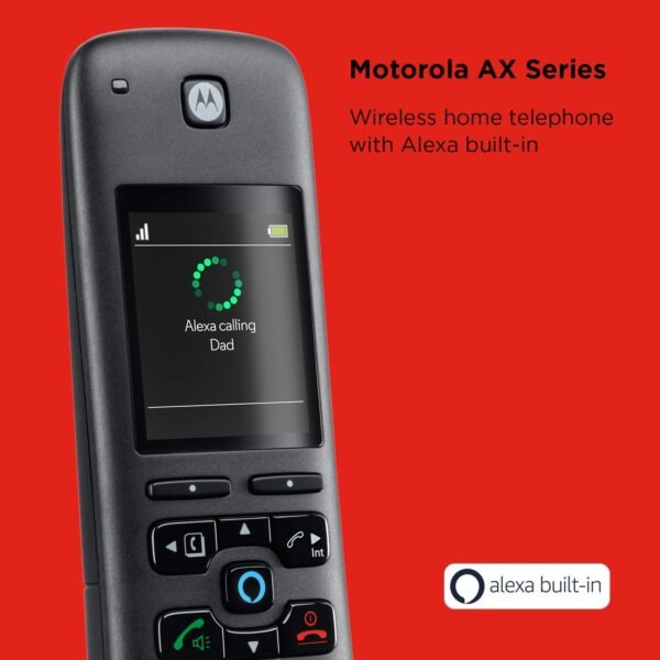 Motorola Axh01 Ax Series Smart Cordless Phone And Answering System With Built-In Alexa (1 Handset)