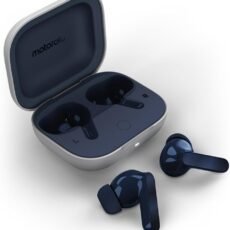 Motorola Moto Buds Blueberry Wireless Headphones, Immersive Sound with Dolby Atmos, Advanded Noise Cancellation, Up to 42 Hours Battery Life, 3 Microphones and Anti-Wind Noise,...