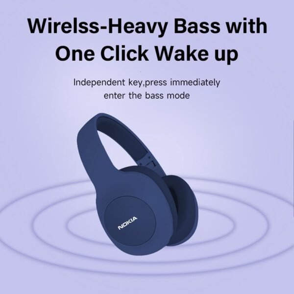 Nokia Wireless Headphones Bluetooth 5.0 E1200 Headset, Built-In Microphone, Wireless, 0.1 Inches (3.5 Mm), Aux Wired Compatible, Up To 40 Hours Of Continuous Playback, Foldable...