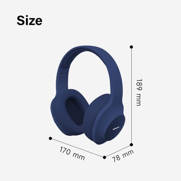 Nokia Wireless Headphones Bluetooth 5.0 E1200 Headset, Built-In Microphone, Wireless, 0.1 Inches (3.5 Mm), Aux Wired Compatible, Up To 40 Hours Of Continuous Playback, Foldable...